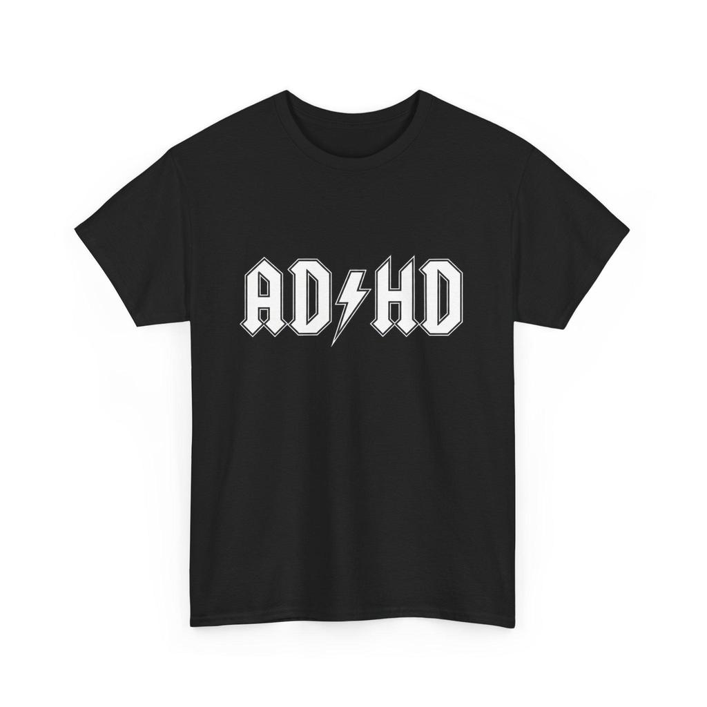 T-shirt da uomo con grafica a lettere ADHD Streetwear Divertente Cotone Oversize Manica Corta