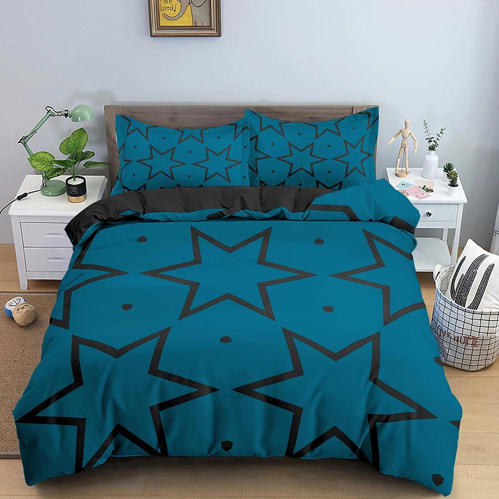 Star Single Double Twin Queen Bedding Set 2/3pcs Night Sky Polyester Bed Cover Kid Duvet Cover Set Dark Blue Galaxy Bedclothes