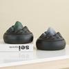 Sandalwood Ceramic Incense Burner with Lid, Fireproof for Household Use - Coarse Pottery Ornament for Indoor Incense Burning.