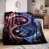 1pc Yin Yang Dragon Blanket, Lightweight Flannel Throw For Sofa, Bed, Travel, Camping, Livingroom, Office, Couch, Chair
