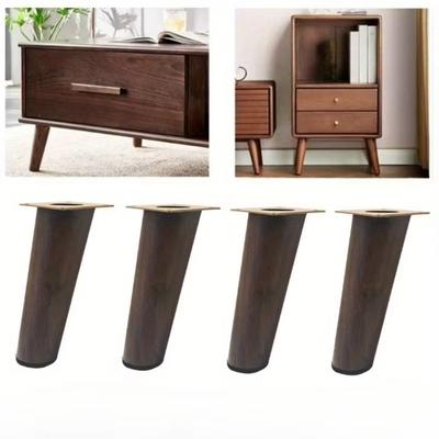 4pcs Wood Grain Furniture Legs Oblique Straight Non-slip Design Furniture Feet Modern Short Sloping Style Cabinet Legs