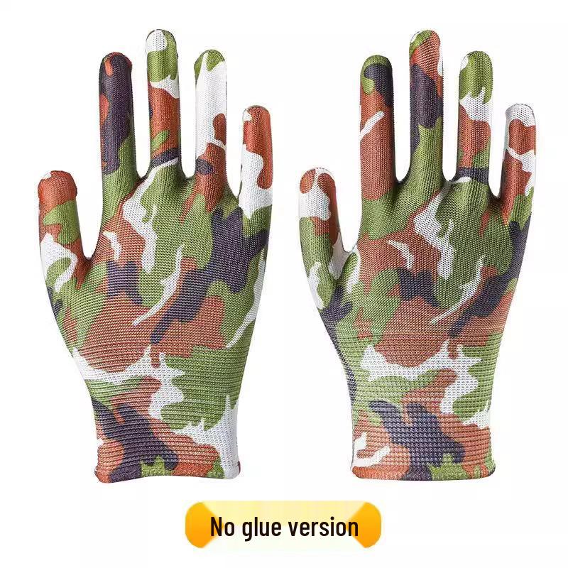 Women's Non-Slip Breathable Nylon Work Gloves - Durable, Thin, and Patterned for Labor Protection
