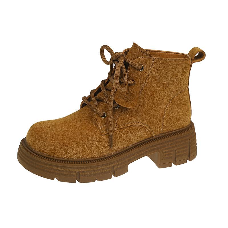 

ins модные ботинки Martin на толстой подошве со шнуровкой женские ботинки 2024 осень-зима британский стиль увеличенные ретро рыцарские сапоги 35 жёлтый