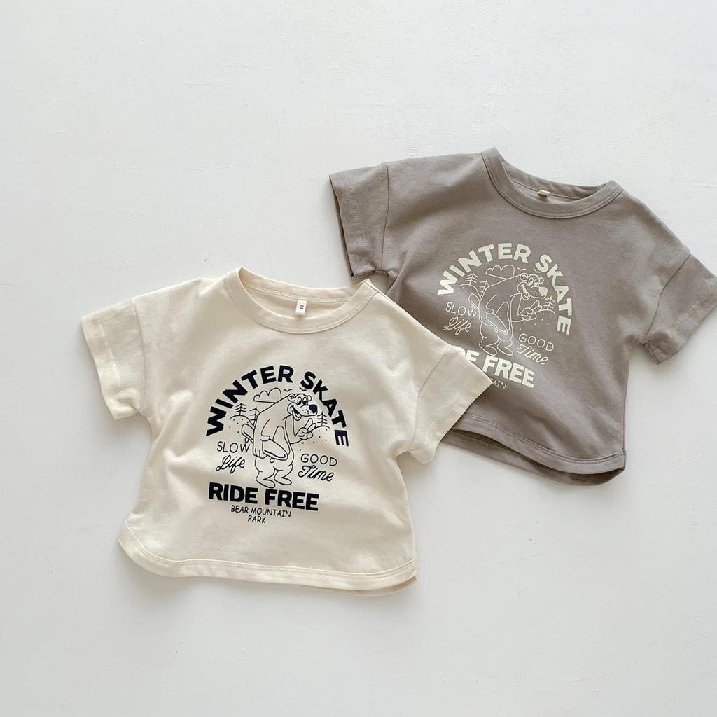 Children Casual T-shirt Boy Cartoon Cute Print Undershirt Cotton Tshirt Girl Baby Summer Pullover Tops Versatile Bottoming Shirt