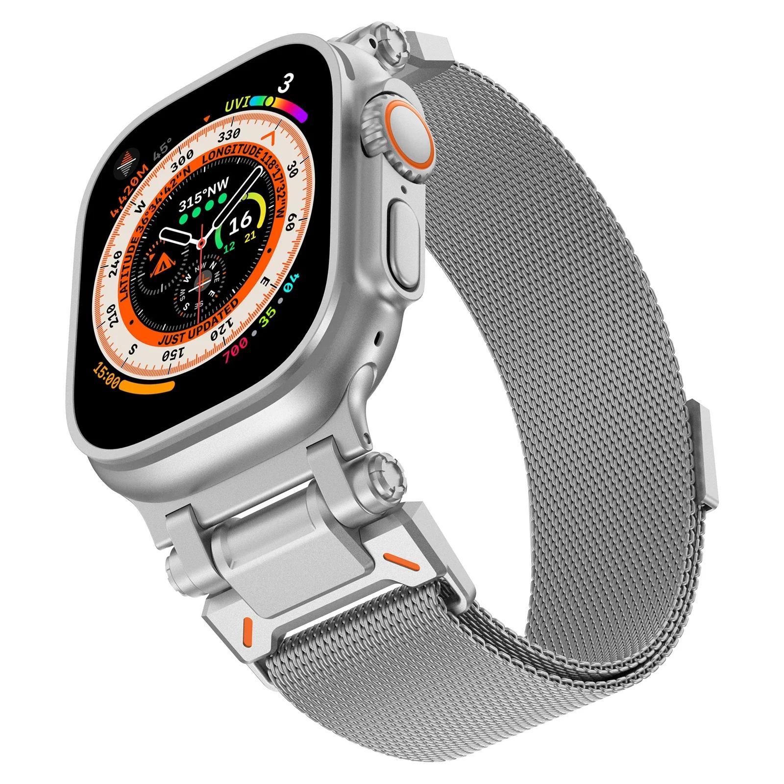 Магнитный Миланский Ремешок Для Apple Watch Ultra 3 49мм Серии 11 10 9 8 7 6 se Петля из Нержавеющей Стали для iwatch 45мм 44мм 46мм for Ultra 3 2 49mm