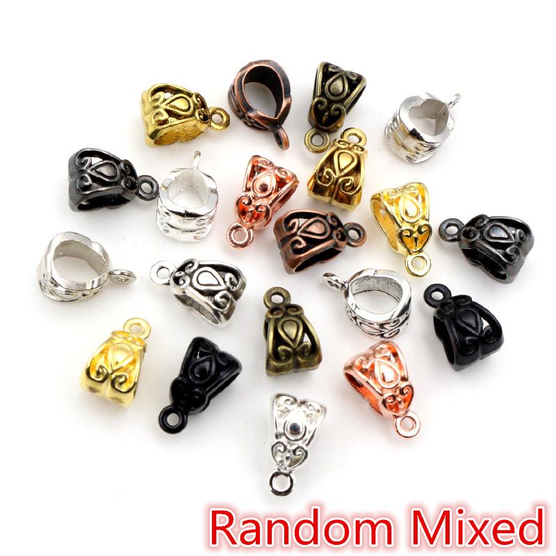 20pcs 13x8x8mm Beads Bails Pendants Jewelry Making DIY Necklace Silver Plated Gold Black Beads Bails Pendants Charm Beads Bails