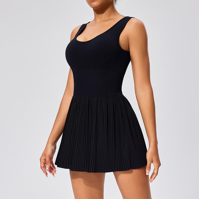 

Бесшовное платье для тенниса и йоги с эффектом «обнажённости»: Дышащий, Защищающий от просвечивания комплект для гольфа и фитнеса Large чёрный