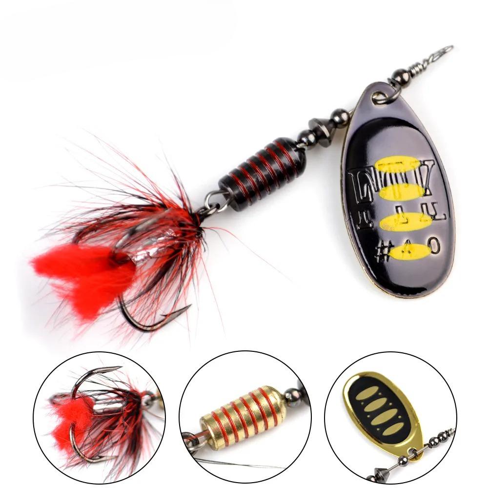1pc Spinner Köder 7,5g 12g 17,5g Harte Löffel Bass Lockt Metall Angeln Locken Mit Feder Drillinge für Hecht Angeln