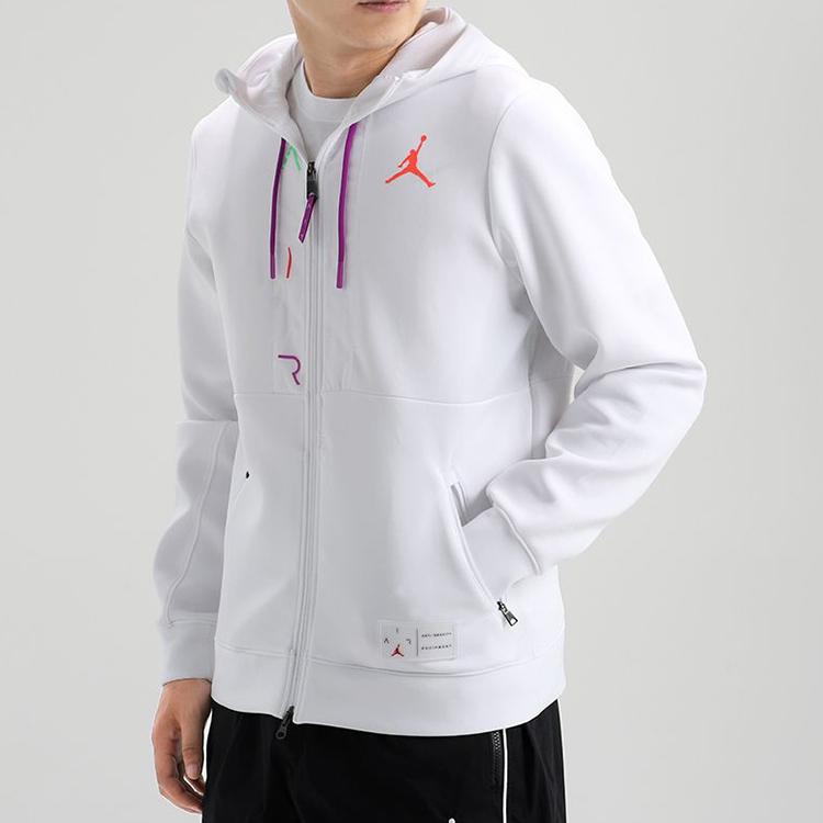 Jordan Fleece Full-Length Zipper Hooded Jacket Men Jackets White CK6448-100