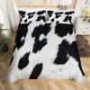 Cow Print Duvet Cover Set Full Size Abstract Cowhide Print Comforter Cover Black White Animal Print Bedding Set 3pcs for Boys