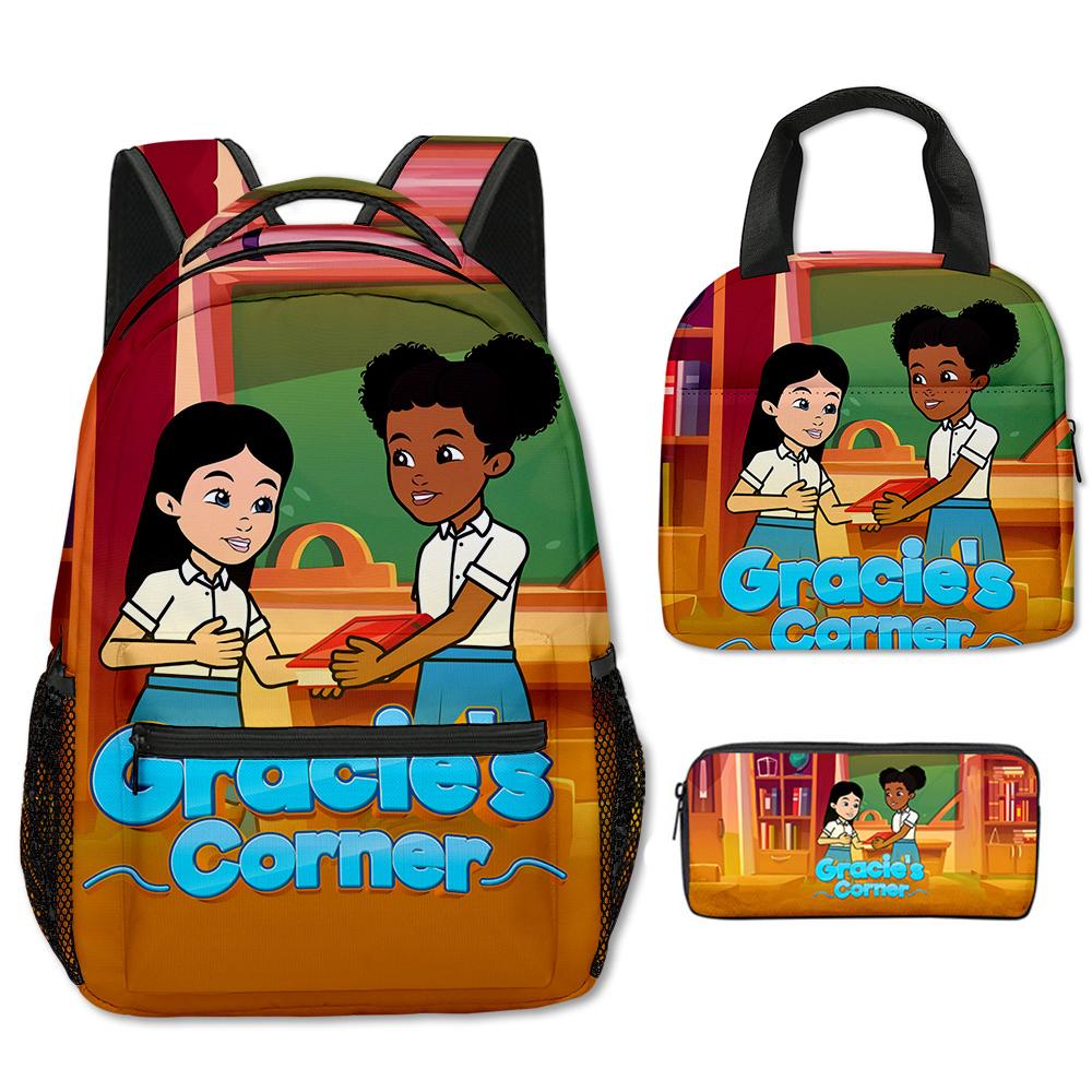 Classique Populaire Amusant Coin de Gracie Impression 3D Set de 3 pièces Sacs d'école Carnet de Voyage Sac à dos portable Sac à déjeuner Trousse à crayons