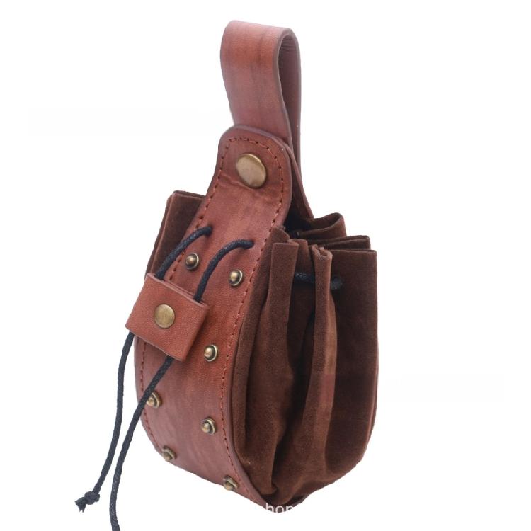 Medieval Leather Waist Pack for Women Men, Leather Rivet Waist Pouches Medieval Waist Coin Bag for Cosplay Party