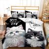 Cat Duvet Cover Pet Cat Pattern Bedding Set Cute Kitten Printed Comforter Cover For Kids Boys Girls Teens 3D Animal Theme Cover