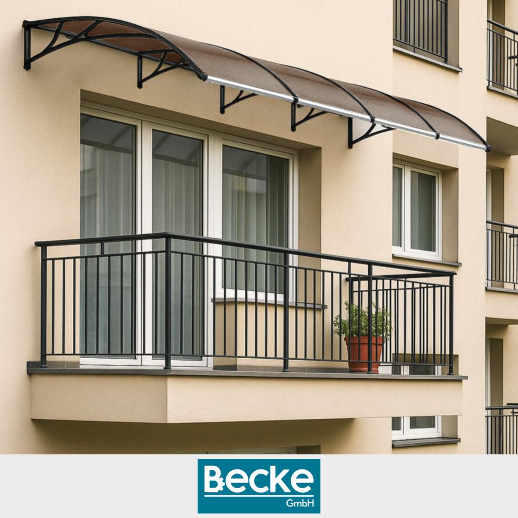 Canopy over the entrance door, balcony window, air conditioning, brown 120x80