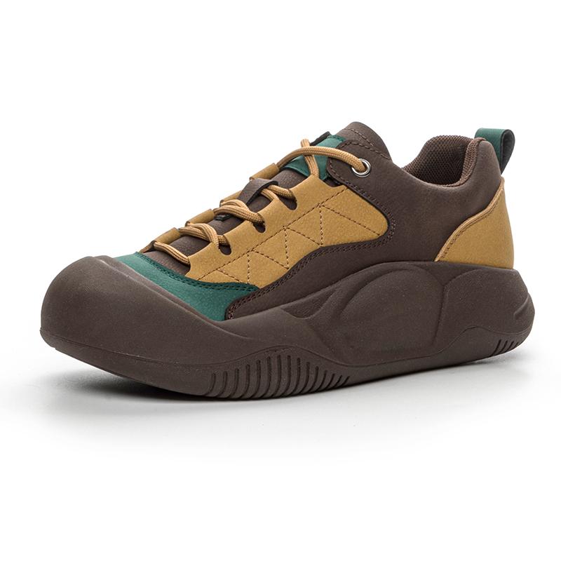 

Fashion Women Sneakers Retro 2024 Spring New Fashion Color-Blocked Women Sneakers Large Size Genuine Leather Women Vulcanized Shoes 43 коричневый