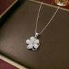 European & American Women's Zircon Flower Necklace & Rotatable Pendant Earrings Set