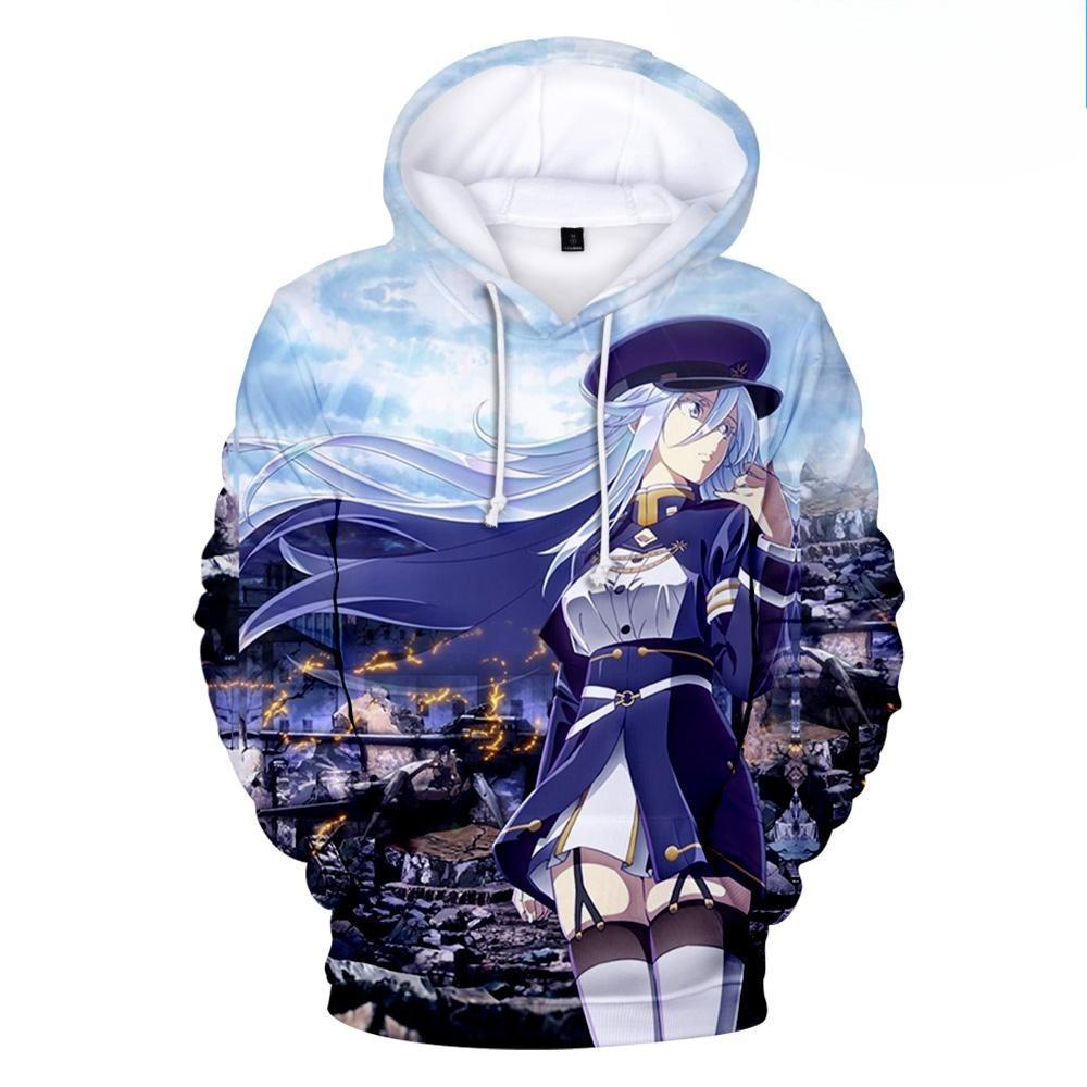 Monochrome Maiden Anime Hoodie, Men's Autumn Winter Warm Fleece Sweatshirt, Black White Anime Girl Graphic Pullover for Weekend Casual Trips