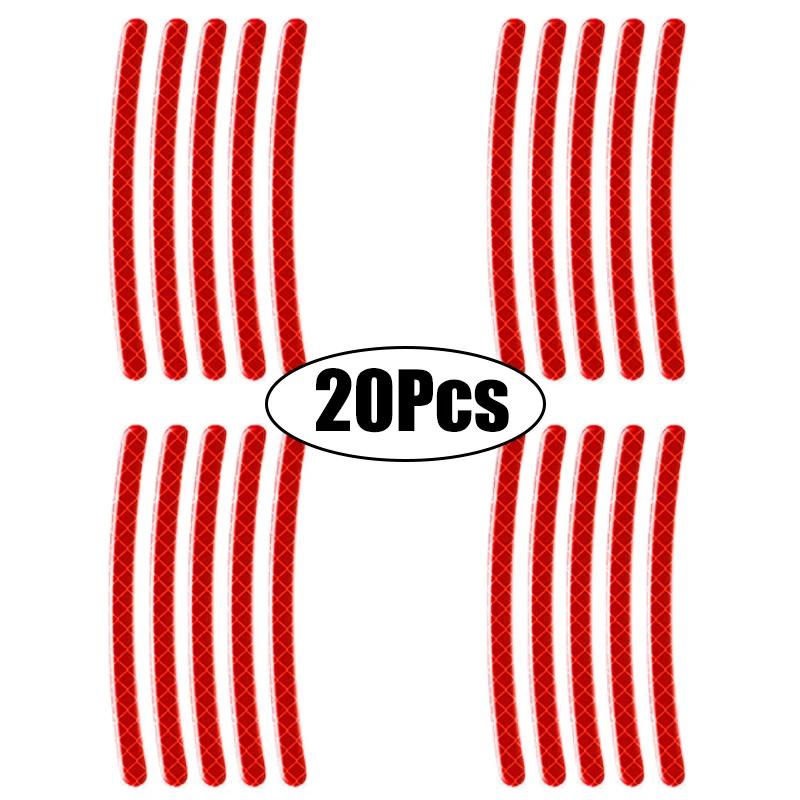 

20 шт. Светоотражающие наклейки на обод автомобильной шины, флуоресцентная светящаяся в ночи предупреждающая полоса, светоотражающие предупреждающие наклейки на колеса мотоцикла/велосипеда