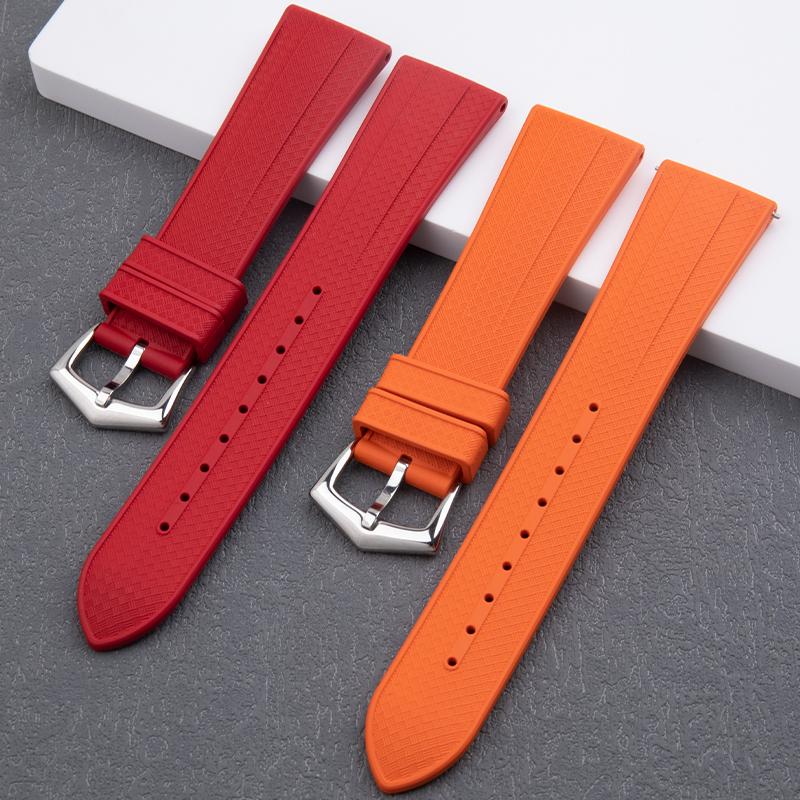 Imported Fluororubber Watchband Soft FKM Rubber Watch Band 20/22mm Wristband Folding Pin Buckle Fit For Patek Philippe Watchband