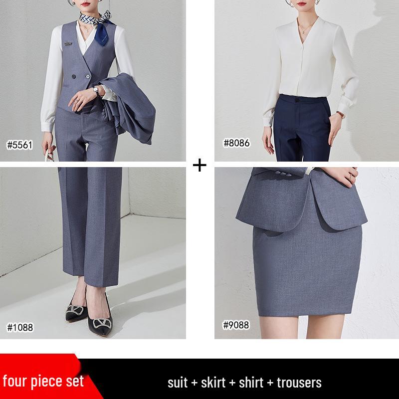 Women's 2024 Black Professional Sleeveless Vest & Pants Set for Hotel Manager