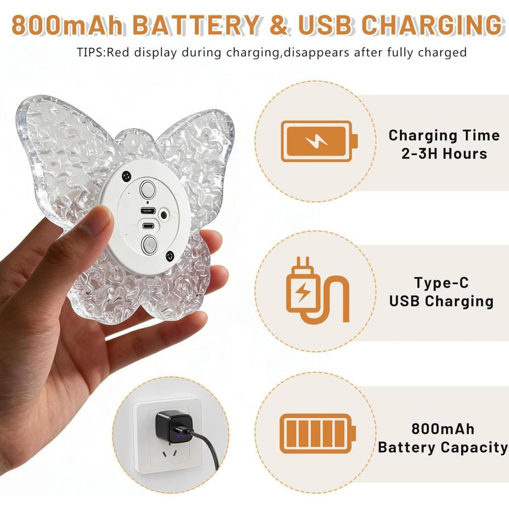 Butterfly Wall Lamp Night Light Human Body Sensing Wiring-Free Magnetic Base Special Dimming