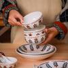 Japanese Retro Underglaze Ceramic Dishes Tableware Set Bowl Noodle Bowl Soup Bowl Vegetable Plate Western Food Bowl Light Luxury Retro