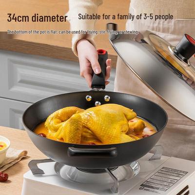 34cm Non-Coated Wrought Iron Wok