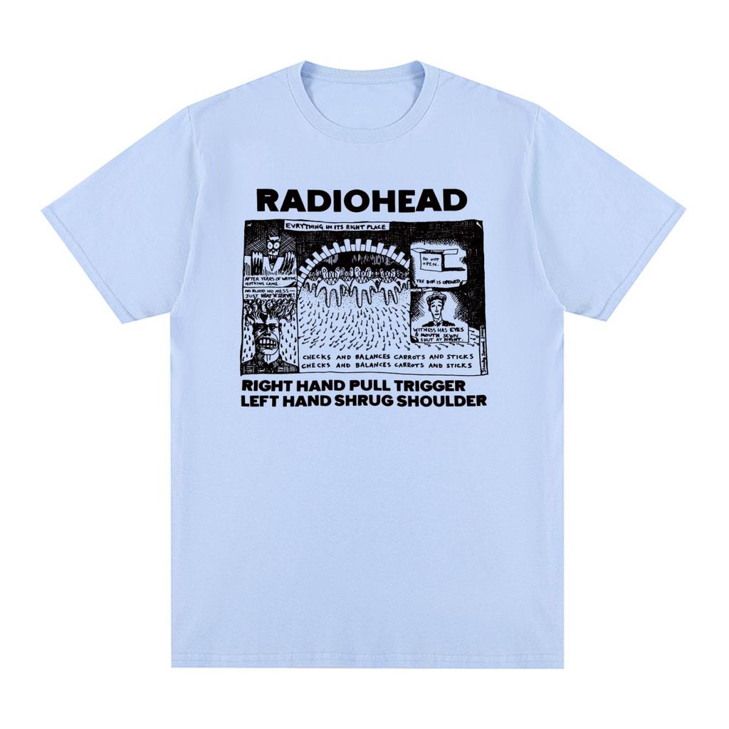 Radiohead Vintage Tshirt Hip Hop Rock Band Unisex Music cute cartoon Ok Computer Cotton Unisex T shirt New Tee Tshirt Womens Tops