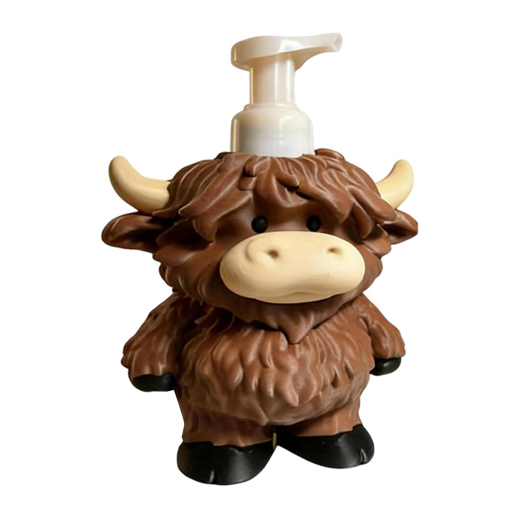 Adorable Highland Cow Farmhouse Cow Decor Soap Bottle with Pump Highland Cattle Soap Dispenser for Bathroom Kitchen Countertop