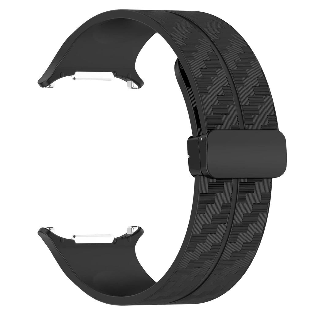 Carbon Fiber Pattern Strap for Samsung Galaxy Watch 7 Ultra 47mm Magnetic Clasp Band for Galaxy Watch 7 Ultra Silicone Bracelet