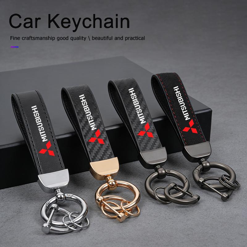 Carbon Fiber Leather Keyrings Car Keychain Accessories For Mitsubishi Ralliart Outlander Jinxuan Lancer Ex Galant Attrage Pajero