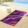 1Pc Microfiber Beach Towel Waterproof Sandproof 2D Flat Printed Purple Gold Marble Fluid Art Summer Vacation Pool Bath Towel