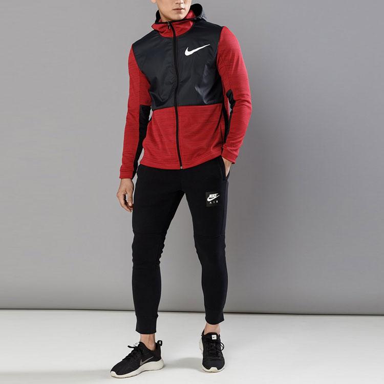 Nike Dri-FIT Basketball Sports Spliced Fleece-Lined Knit Hooded Jacket Men Jackets Red 857045-657