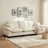 Segelboot Sofa aus Chenille, 3-Sitzer mit geschwungenen Armlehnen, Komfortorientiertes Sofa für kleine Räume & Wohnungen, Beige
