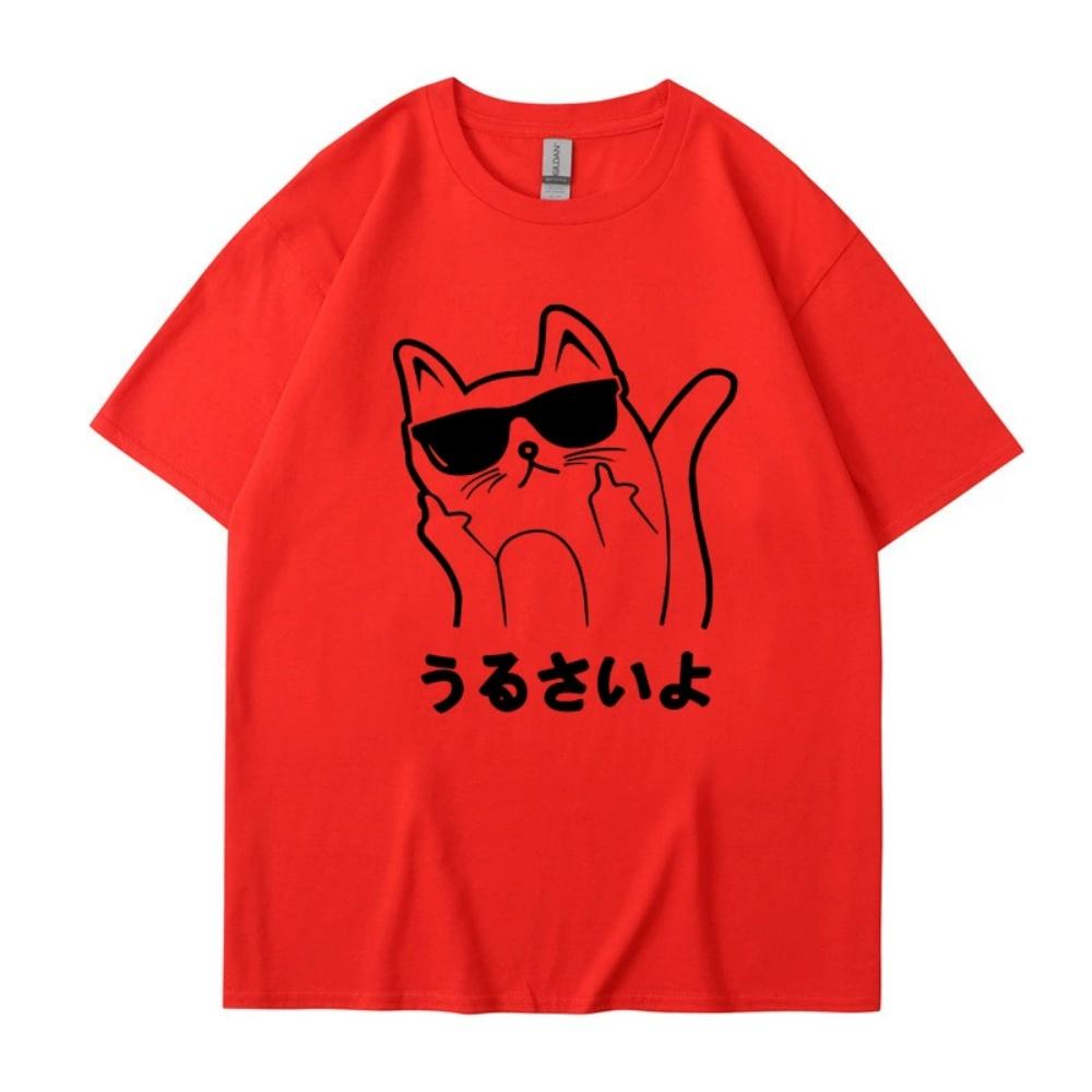 Cat Harajuku Funny Cartoon T Shirt Unisex Cute Anime Ullzang Tshirt Grunge Kawaii 90s Fashion Tshirt Korean Style Top Tee Female