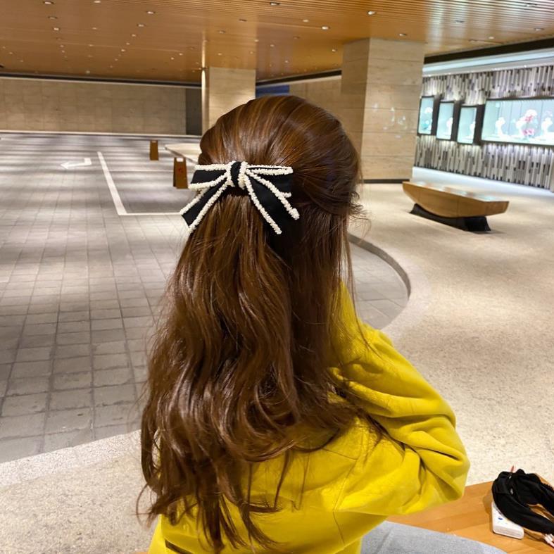 New Style Pearl Women's Wide Black European-American -Style Pure Handmade Hairband Hair Accessories Simple Foreign Trade