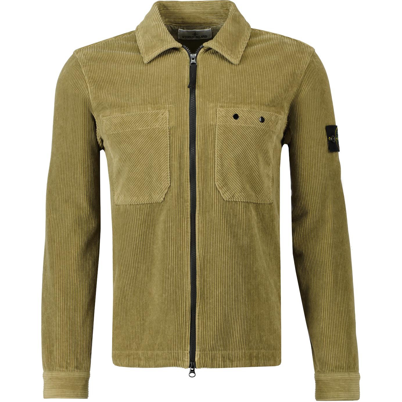 

Stone Island FW24 Corduroy Logo Polo Front Double Pocket Two-Way Zipper Long Sleeve Jacket Men jackets Yellow Green 811511604-V0094 XL