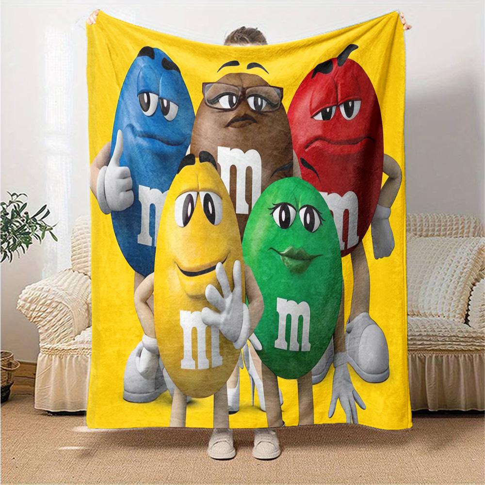 Colorful Mm'S Characters Flannel Blanket Super Soft Warm Cozy Blanket For Sofa Bed Office Travel Allseason Home Decor Gift