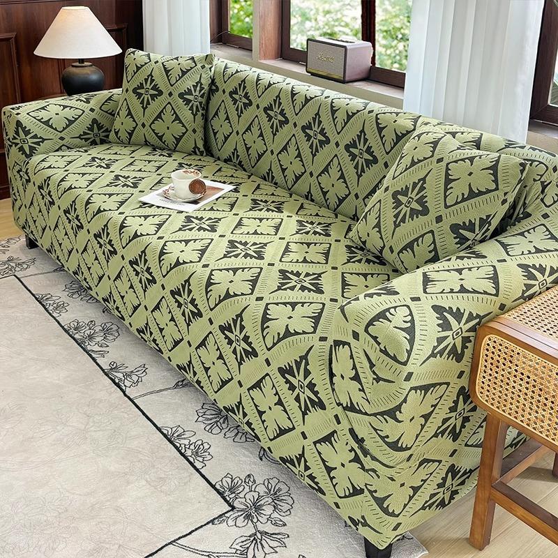 Mid Century Style New Four Season Universal Elastic Sofa Cover All Inclusive One Line Anti Cat Scratch Straight Sofa Upholstery