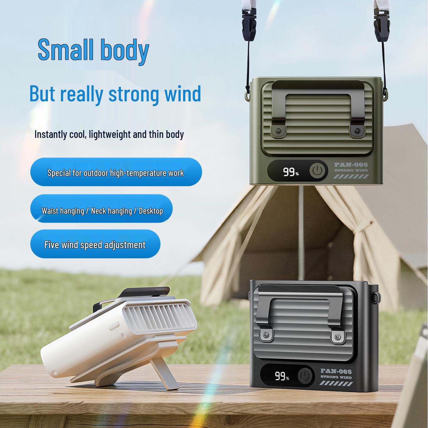 

2026 Ultra-thin Outdoor Waist Fan: Powerful, Lightweight, Long Battery Life for Construction Sites 107*52*79mm білий
