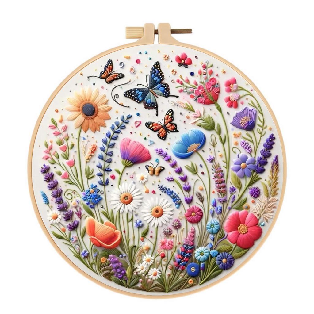 1set Dragonfly and Fallen Leaves Themed Embroidery DIY Materials, Including Tools, Suitable for Beginners. Hand Embroidery Fabric Material Set