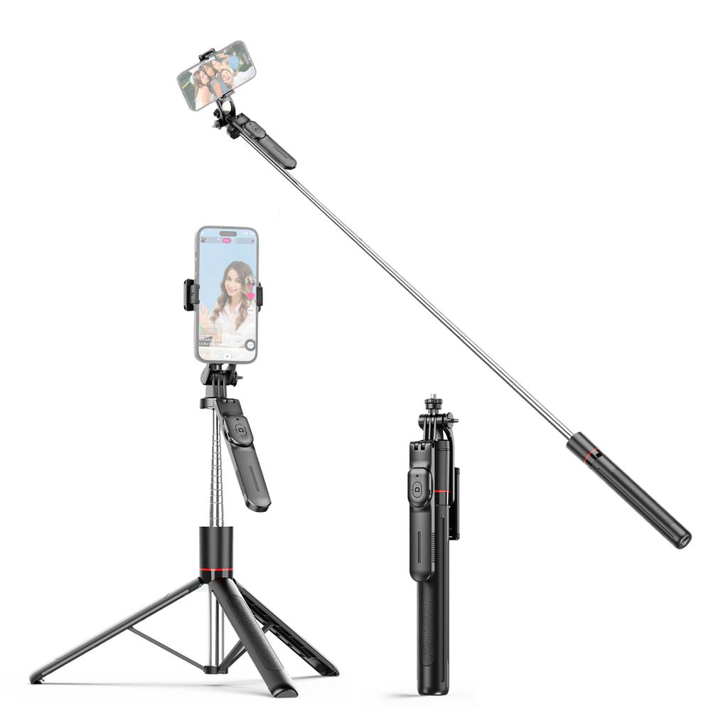 Extendable Selfie Stick Tripod with Remote Shutter 67 Inch Adjustable Phone Tripod Stand for Vlogging Live Streaming