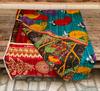 Vintage Kantha Quilt: Handmade Indian Patchwork Throw Blanket, Colorful Blue Ethnic Throw