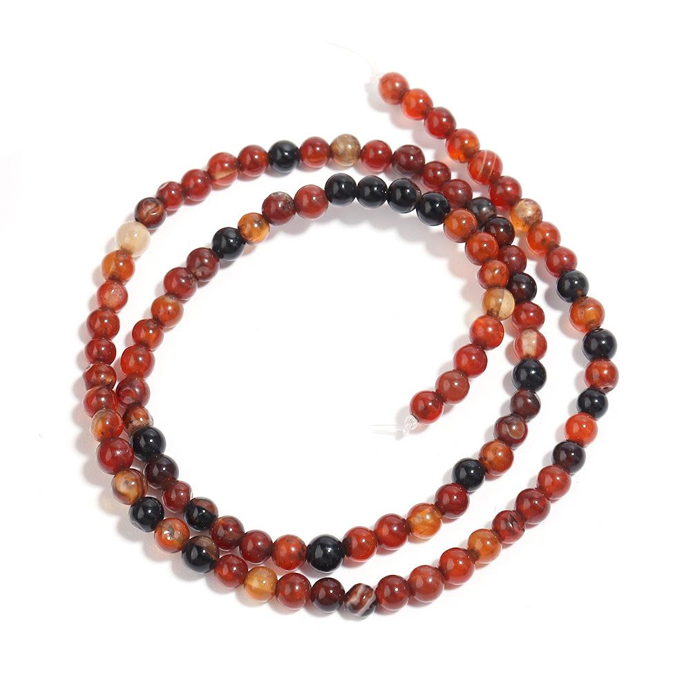 Dark Red Stripe Onyx  Agate Stone Beads 4-12mm Loose Beads for Jewelry Making Charm Fashion Accessories DIY