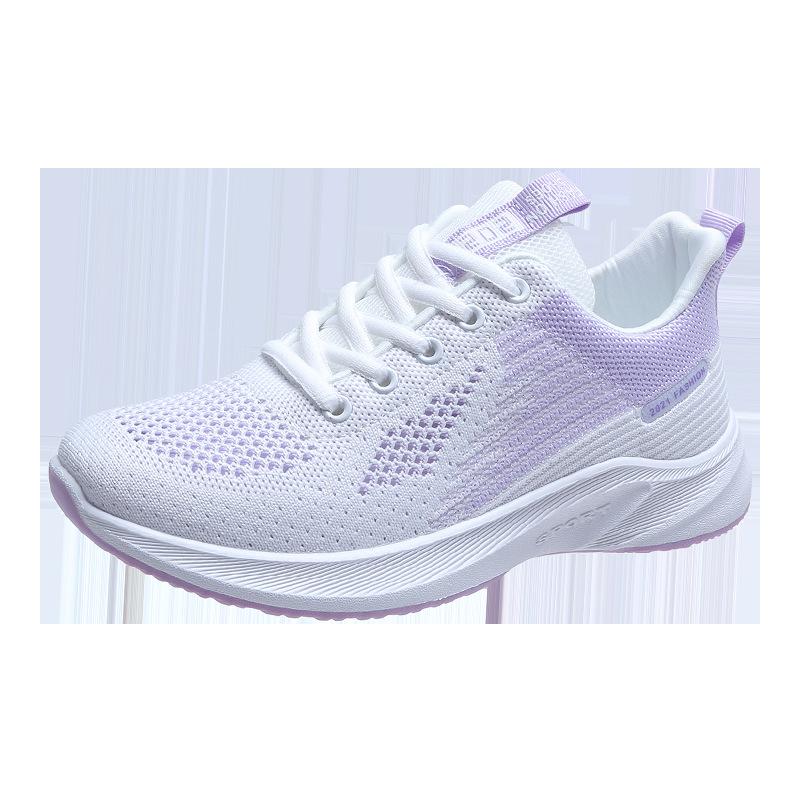 2021 summer Korean version of versatile student running shoes, lightweight soft-soled comfortable travel shoes, hollow flying woven sports shoes 