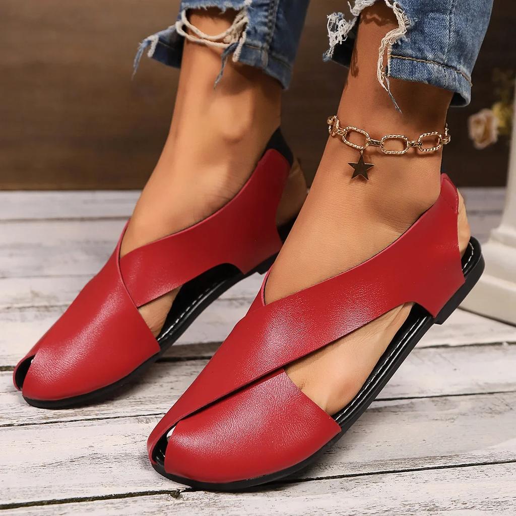Mode Damen Schuhe im Angebot 2025 Schnür-Manschette Damen Sandalen Peeptoe Lässige Damen Sommer Übergröße Flache Bequeme Designer Sandalen