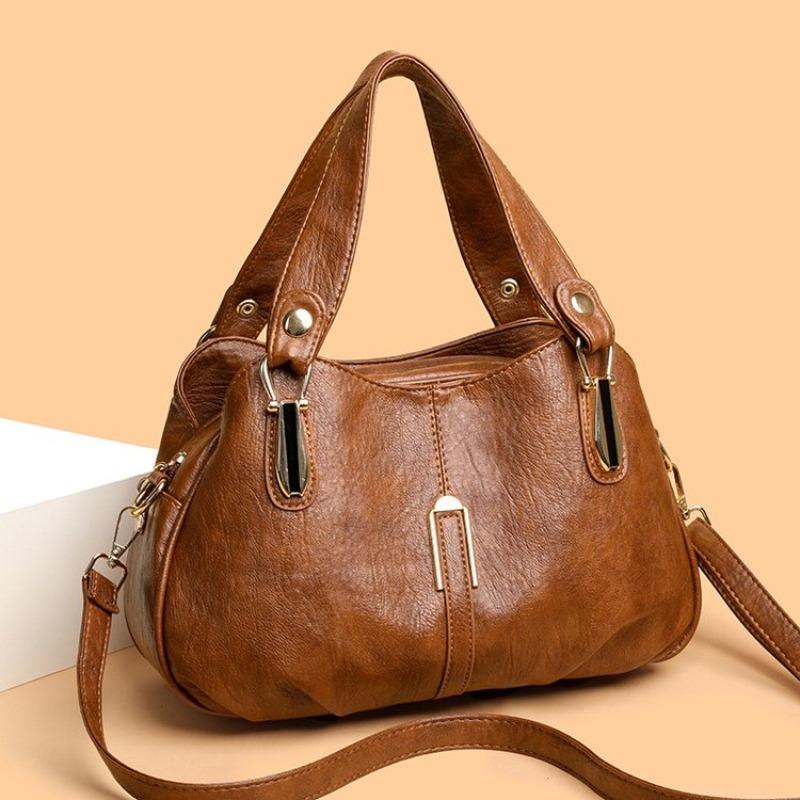 Women's Textured Leather Top-Handle Bag Stylish Crossbody Bag