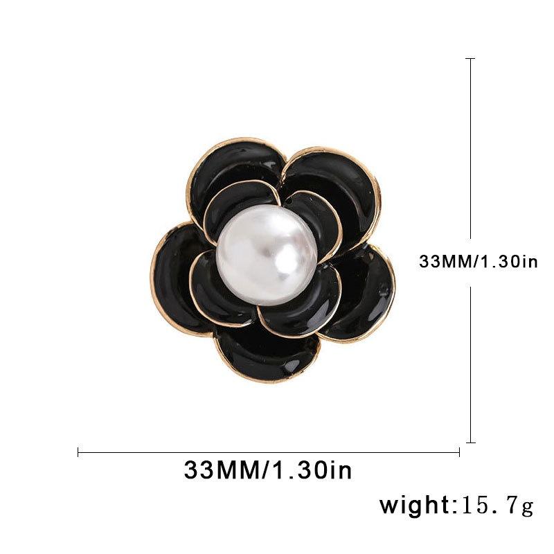 Kamelien Perlen Brooch Schwarz Öl-Tropfendes Metall Trauer Corsage Pin High-End Französisch Elegant Tasche Tuch Schal Zubehör Brooch