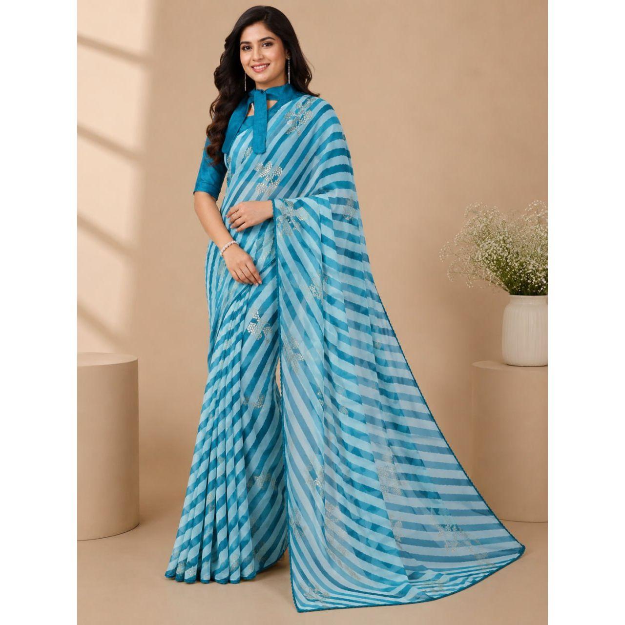 New Launch Elegant Foil Print Georgette Saree Collection