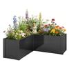 Raised Garden Bed L-Shaped Flower Raised Bed Weather-Resistant, Planting Bed Cold Frame Made of Galvanized Steel 150 X 150 X 55 Cm Black